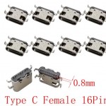 Разъем Type-C №10 12/16 pin 0.8 mm(мм) крайние контакты совмещены (совместим с OUKITEL C17 Pro/ C19/ C19 Pro/ WP19/ WP19 Pro)